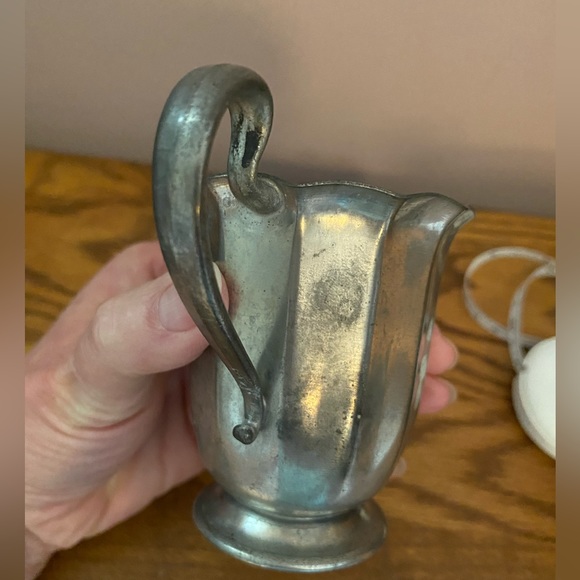 Antique old English genuine pewter 800 sugar and creamer set - Picture 16 of 16